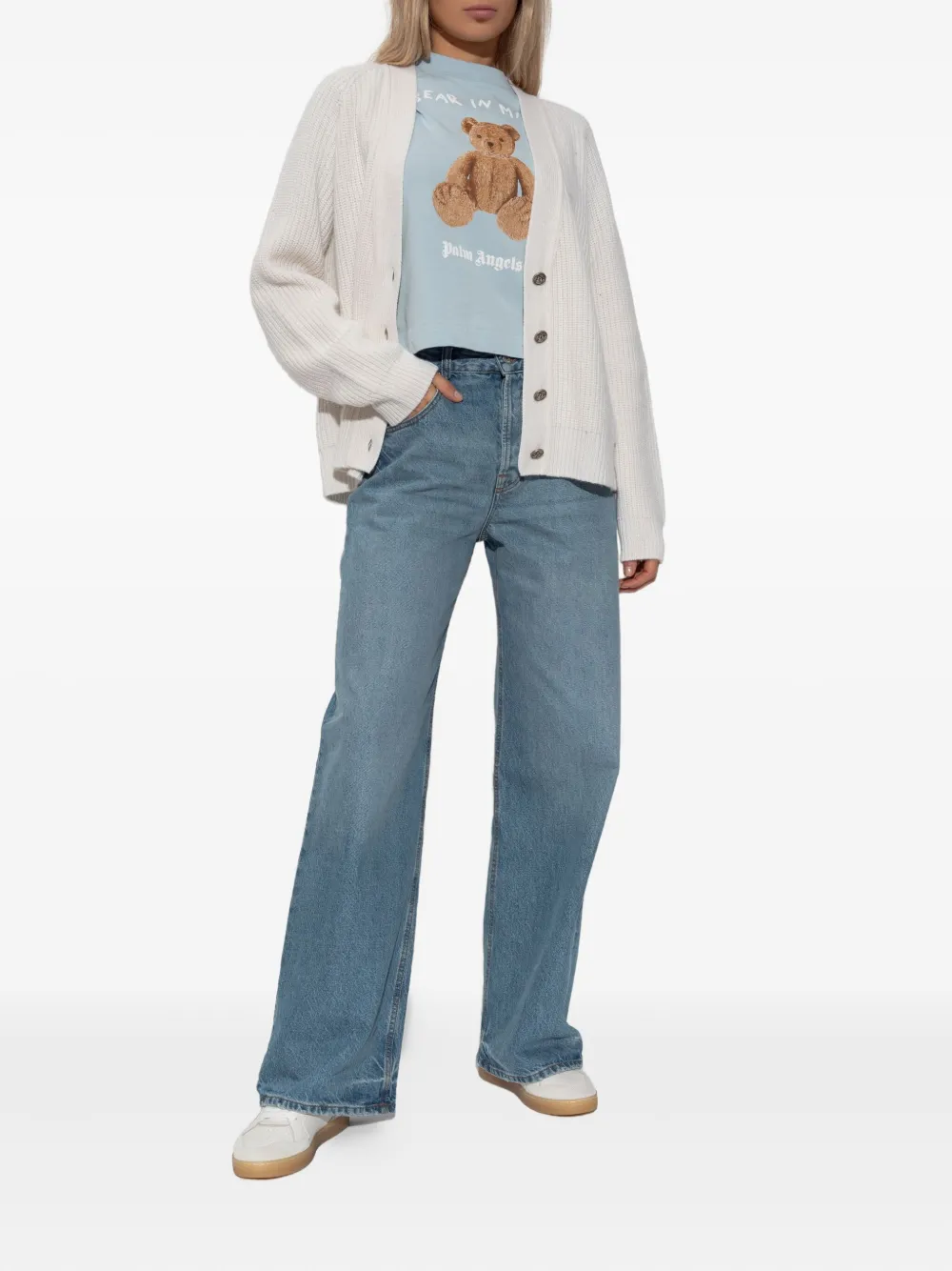 Palm Angels V-neck Buttoned Cardigan In Neutral