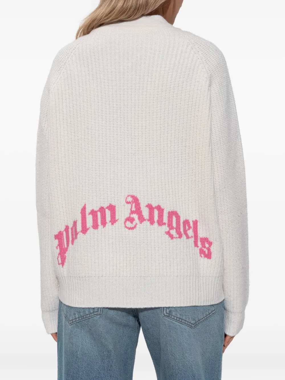 Palm Angels V-neck Buttoned Cardigan In Neutral