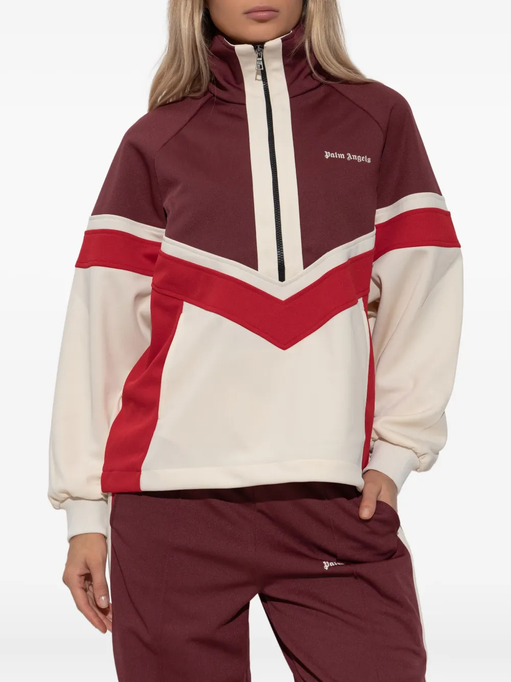 Palm Angels Trui met chevron-streep en rits Rood