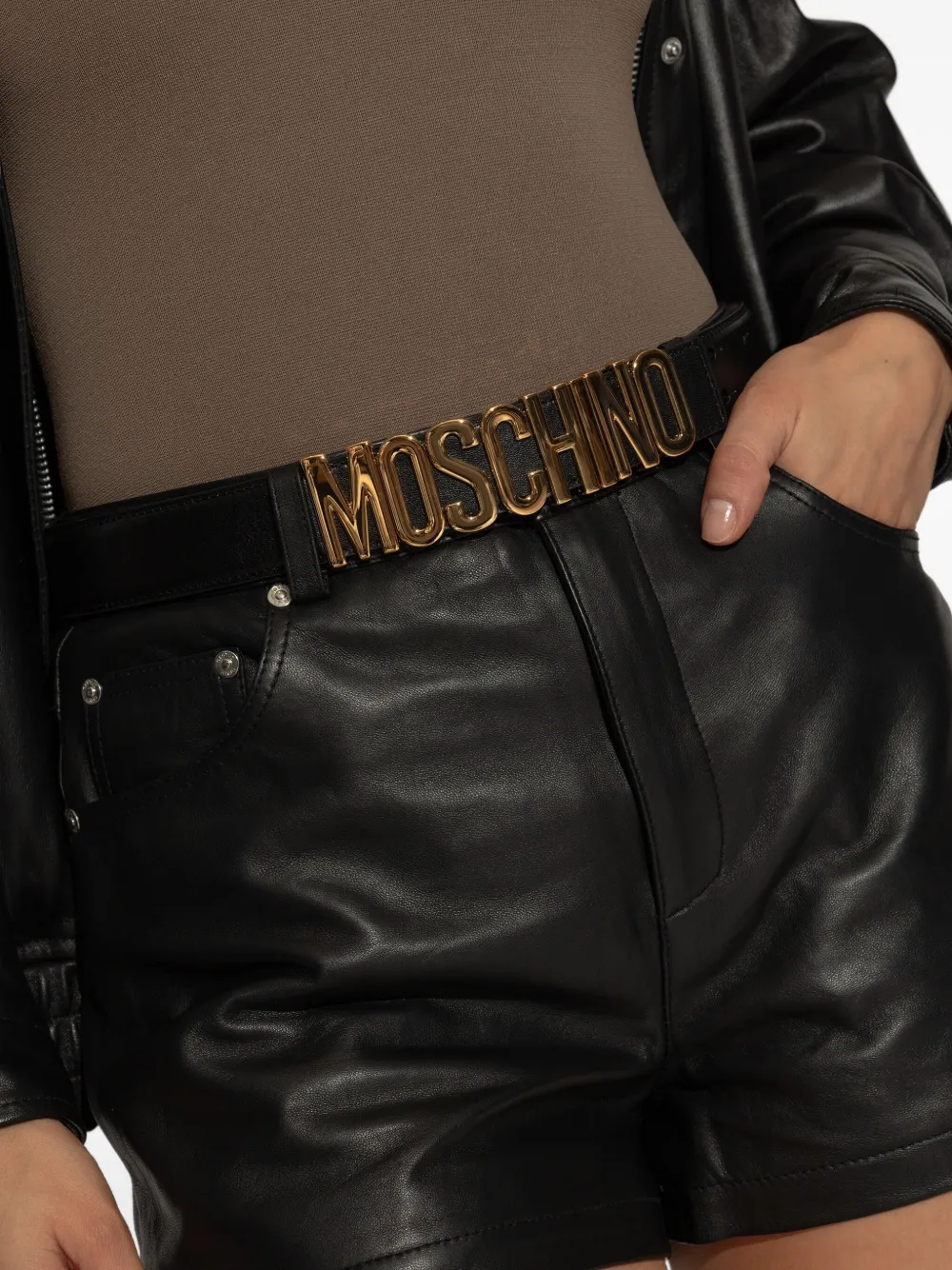 Moschino Leather Belt In Black