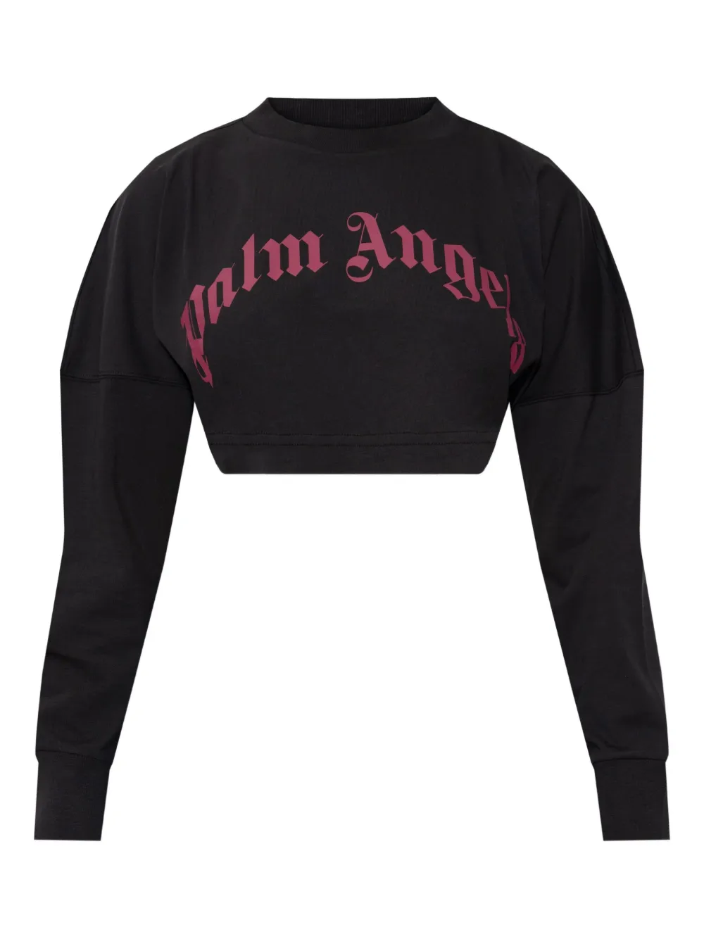 Palm Angels Long-sleeve Crop Top In Black