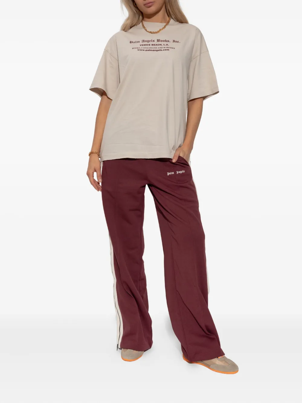 Palm Angels T-shirt met ronde hals Beige