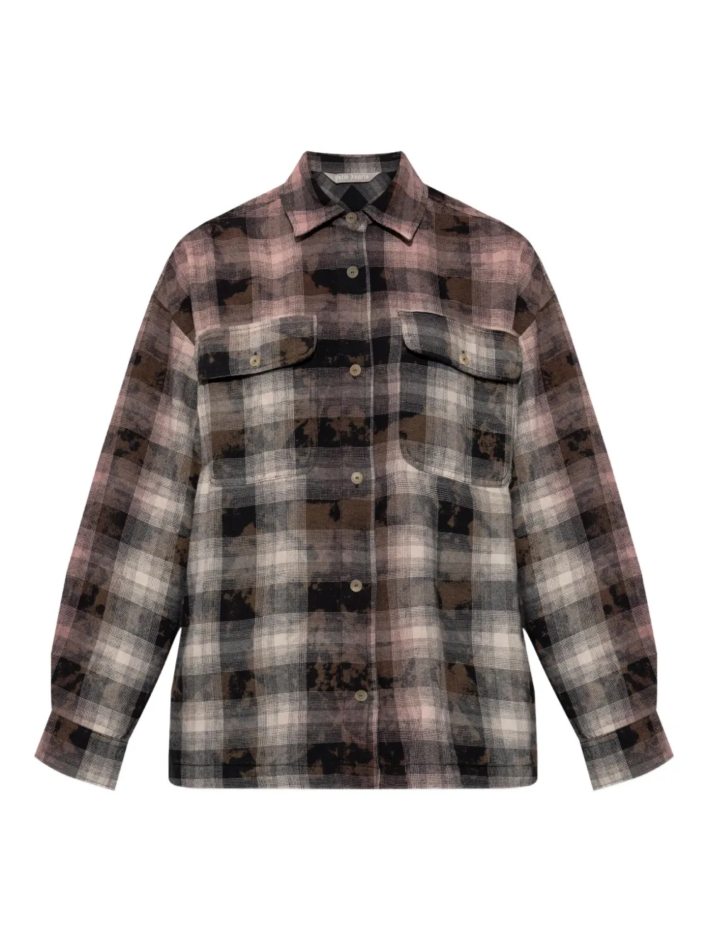 Palm Angels Checked Pocket Shirt In Gray