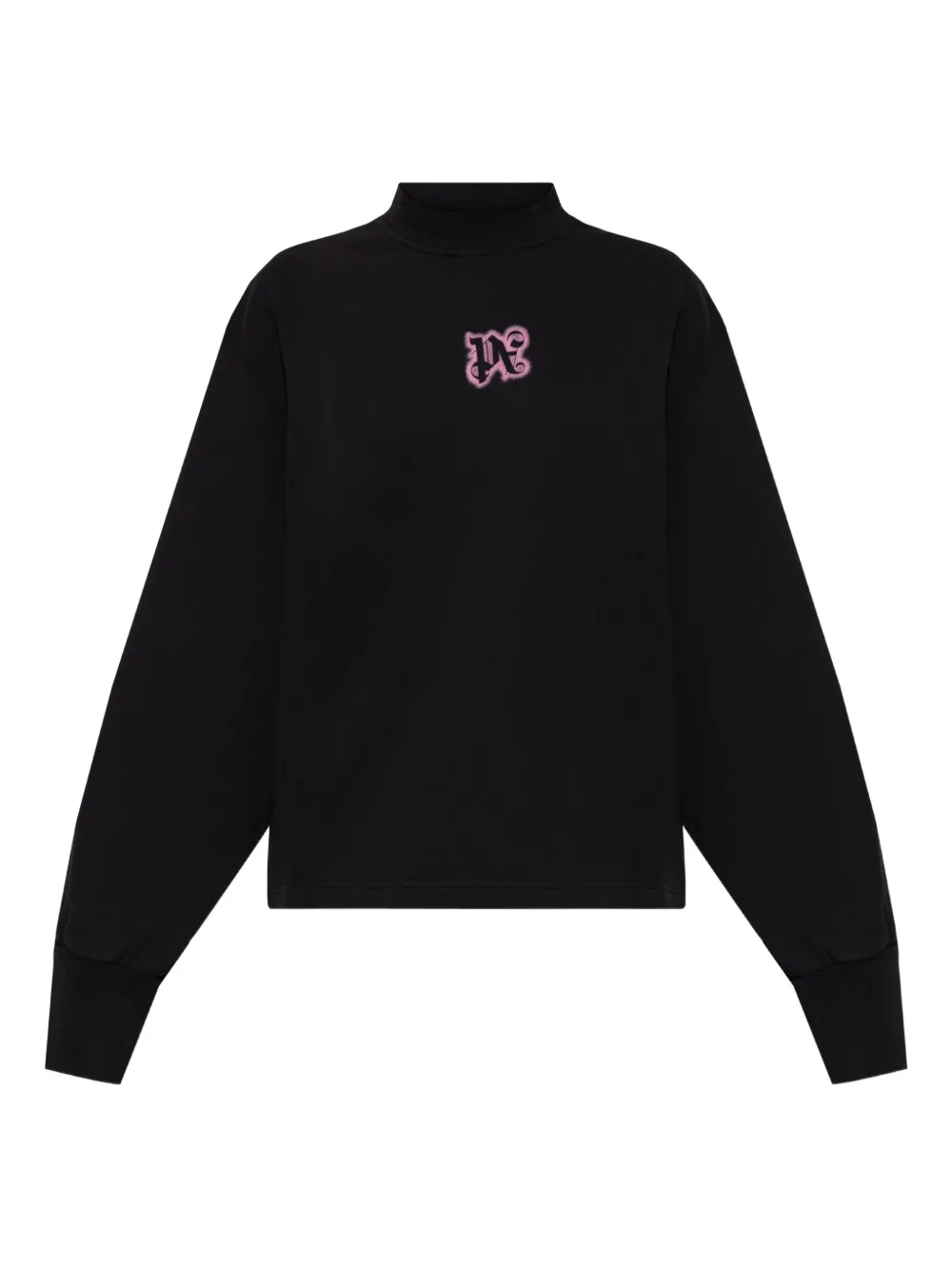 Palm Angels Logo-detail Mock-neck Sweatshirt In Black