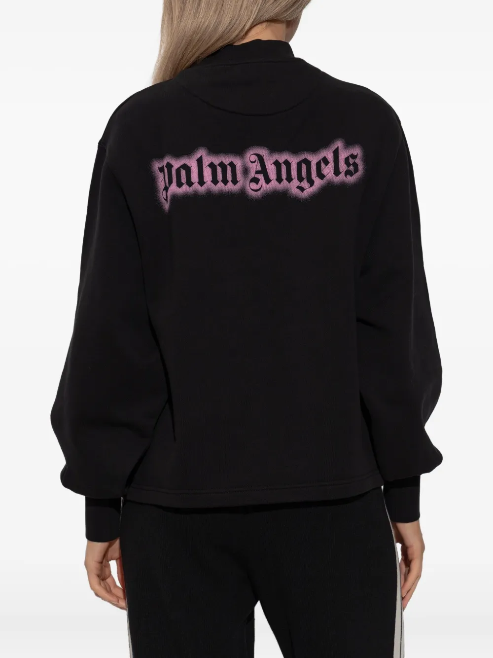 Palm Angels Sweater met logodetail en ronde hoge hals Zwart