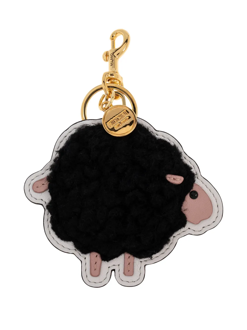 Moschino Sheep Charm Keyring In Black