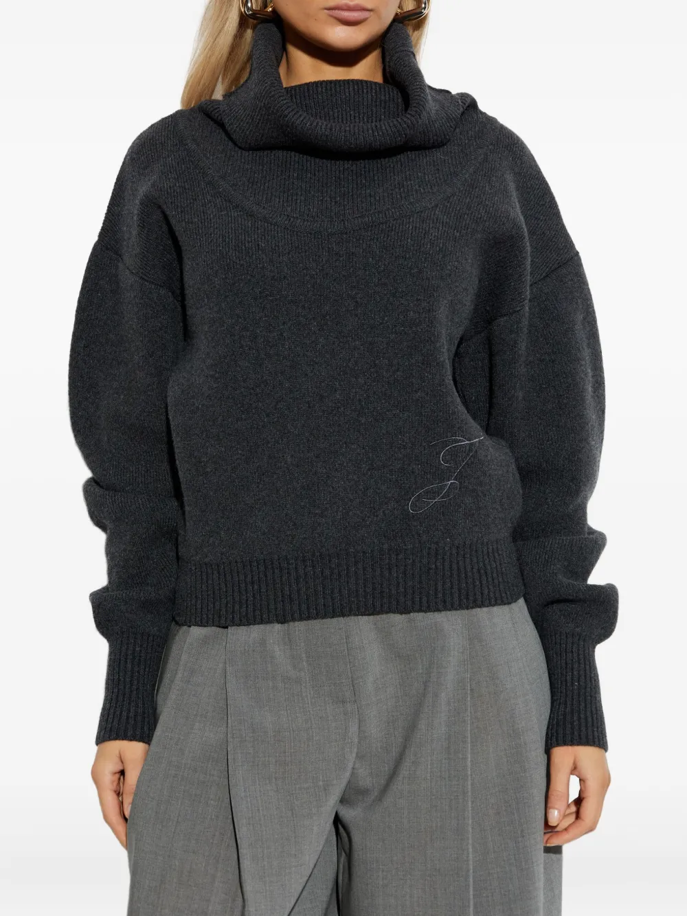 Jacquemus Pallone Turtleneck Embroidered Sweater In Black