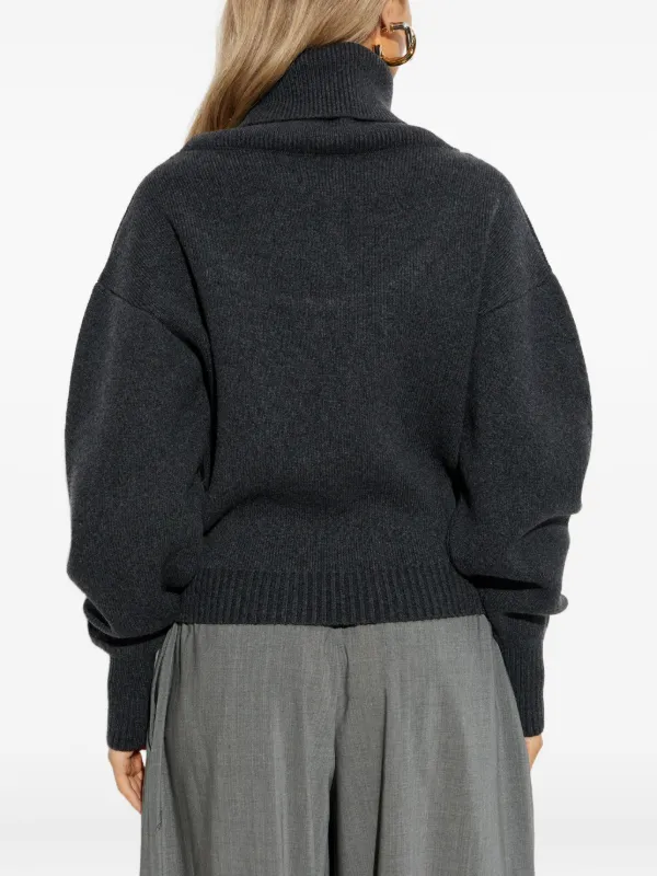 Jacquemus Pallone Turtleneck Embroidered Sweater | Grey | FARFETCH