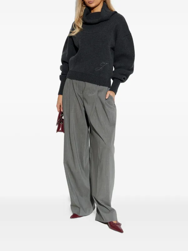Jacquemus Pallone Turtleneck Embroidered Sweater | Grey | FARFETCH