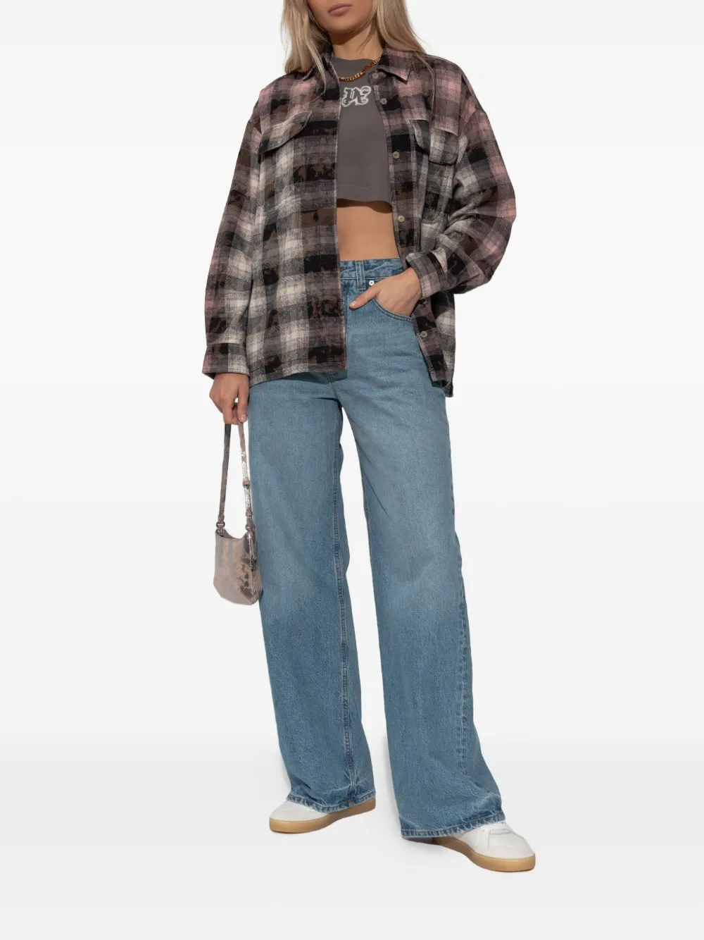 Palm Angels Logo-print Cropped Sweatshirt In Gray