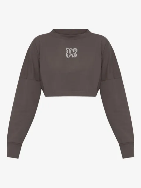Palm Angels logo-print cropped sweatshirt