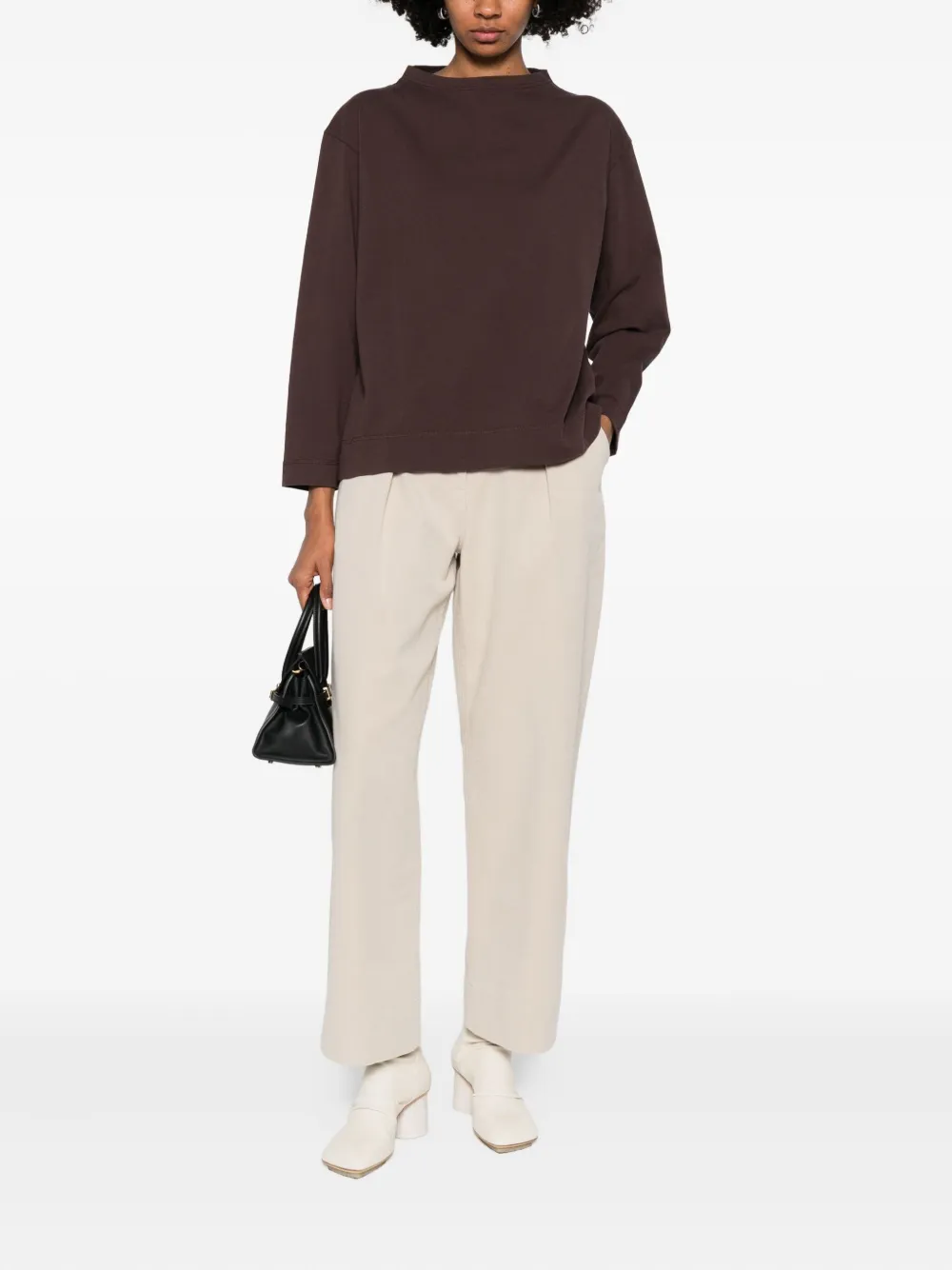 Mhl By Margaret Howell Mock-neck Sweatshirt In Brown