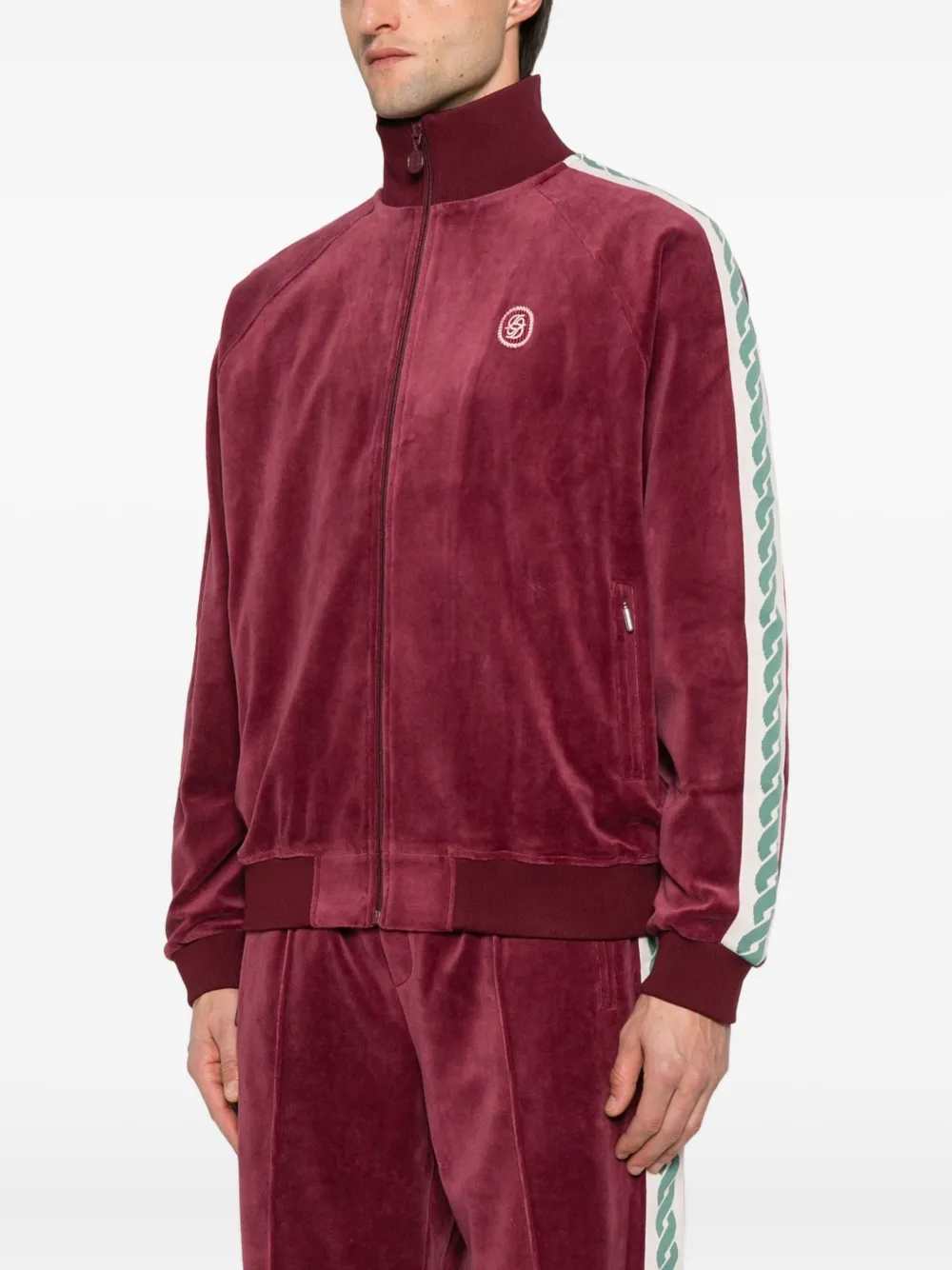 Drôle De Monsieur Trainingsjack met zijstreep en rits Rood