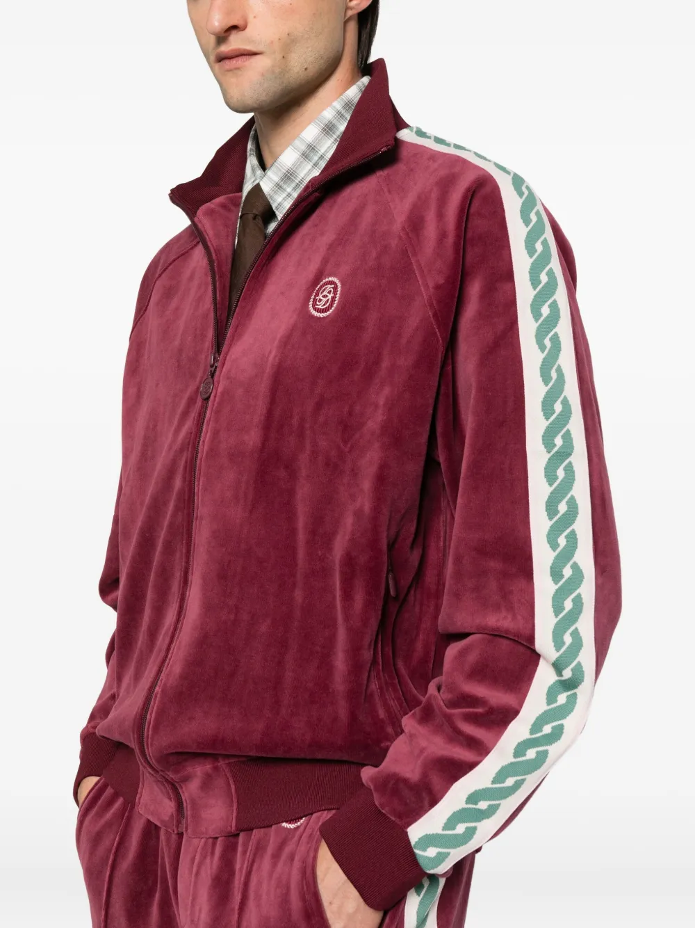 Drôle De Monsieur Trainingsjack met zijstreep en rits Rood