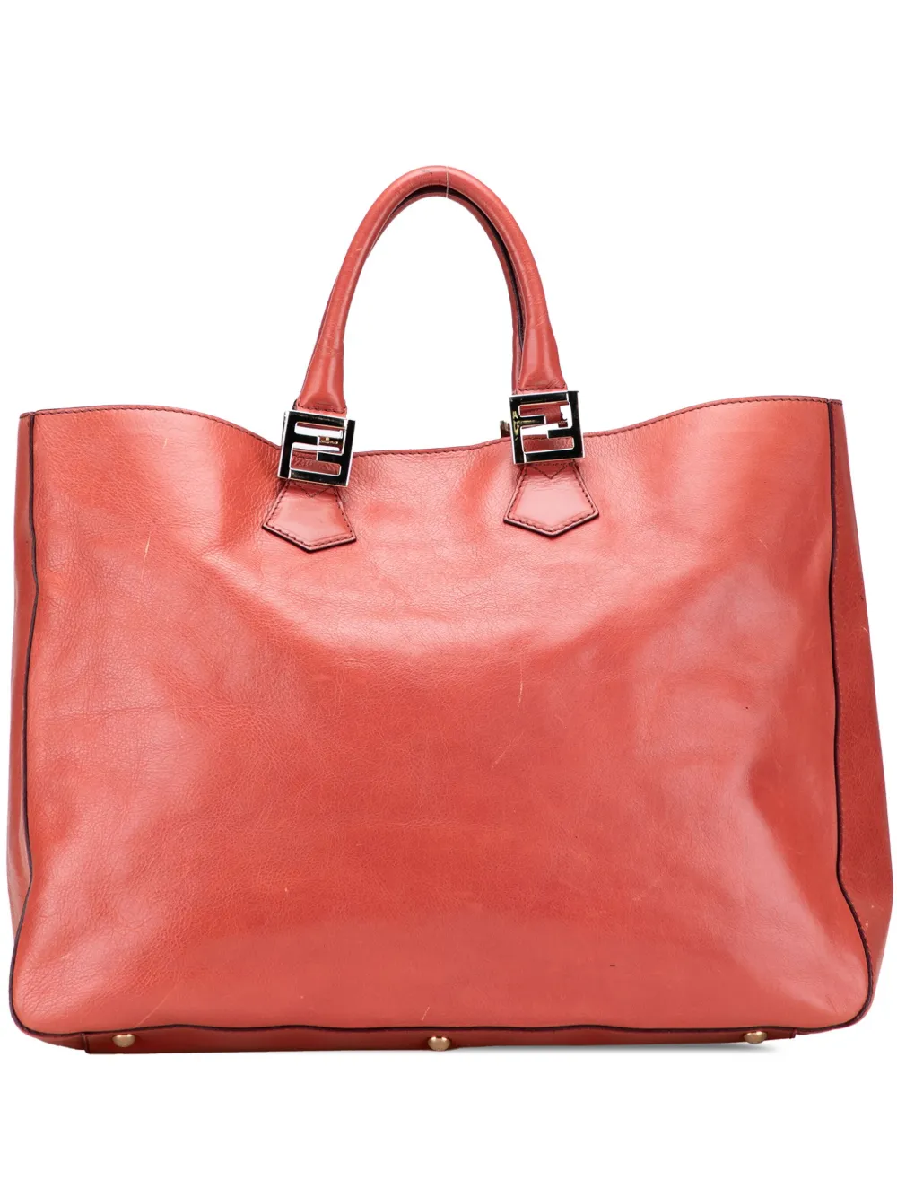 Fendi Pre-Owned 2000-2010 ラージ レザー ツインズ トート サッチェルバッグ - オレンジ Fendi Pre-Owned 2000-2010 ラージ レザー ツインズ トート サッチェルバッグ - オレンジ