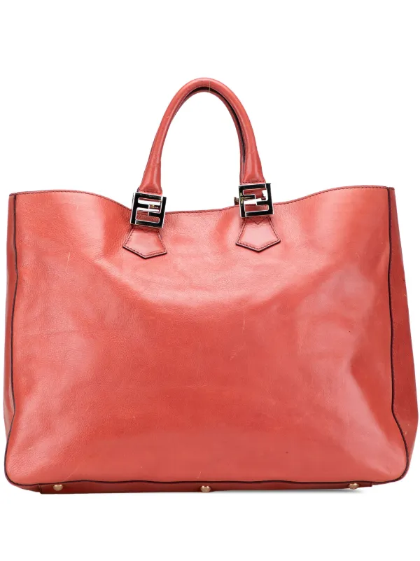 Tote Bag Orange Fendi Fendi Pre-Owned 2000-2010 Large Leather