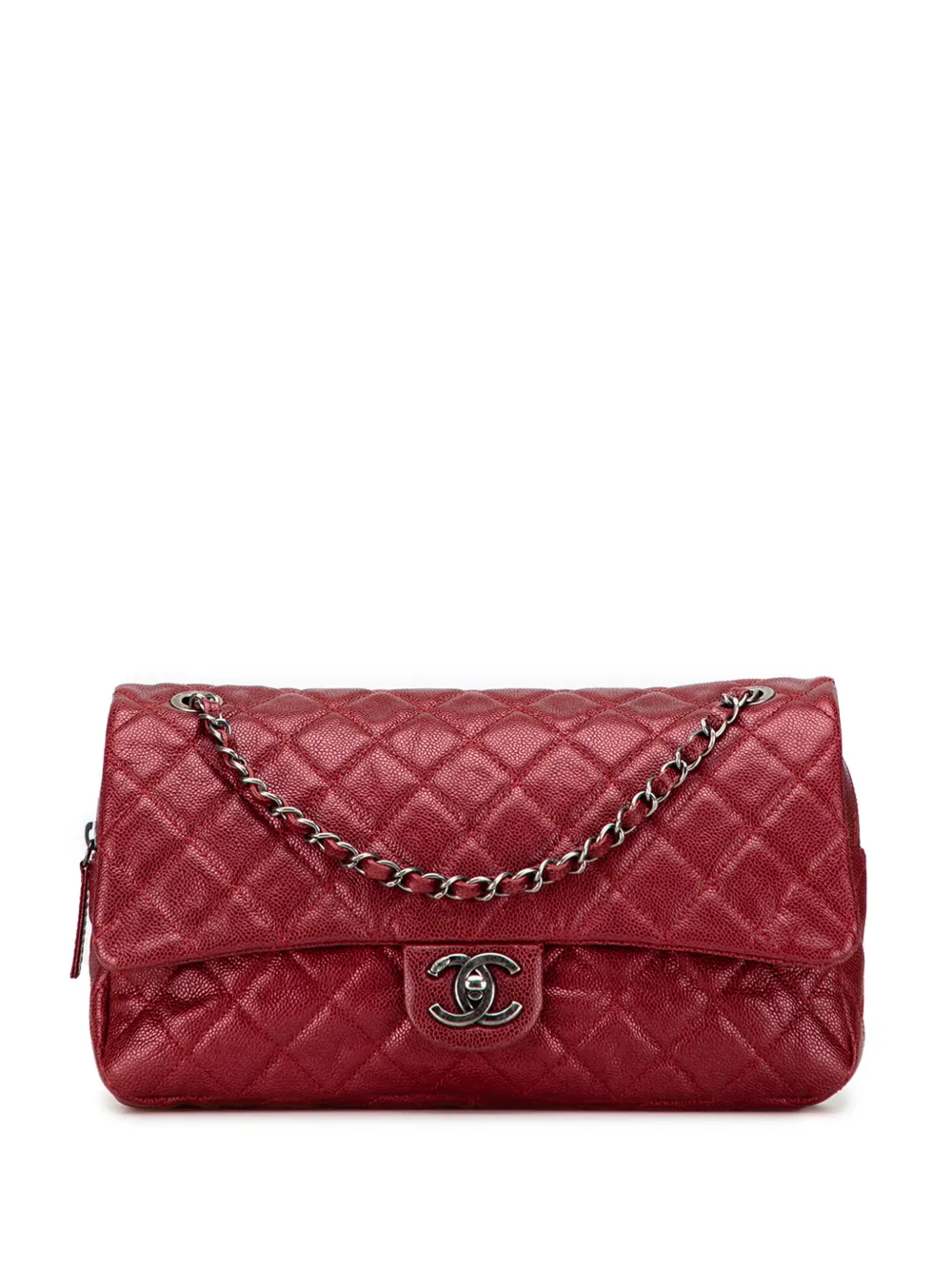 CHANEL Pre-Owned 2012 ジャンボ マトラッセ イリディセント キャビア イージーフラップ ショルダーバッグ - レッド CHANEL Pre-Owned 2012 ジャンボ マトラッセ イリディセント キャビア イージーフラップ ショルダーバッグ - レッド