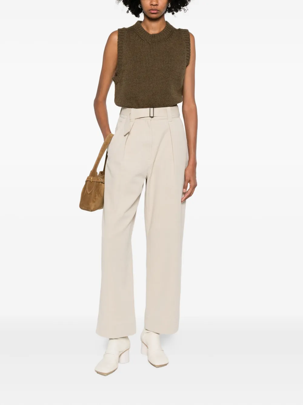 Mhl By Margaret Howell Broek met geplooid detail en ceintuur - Beige