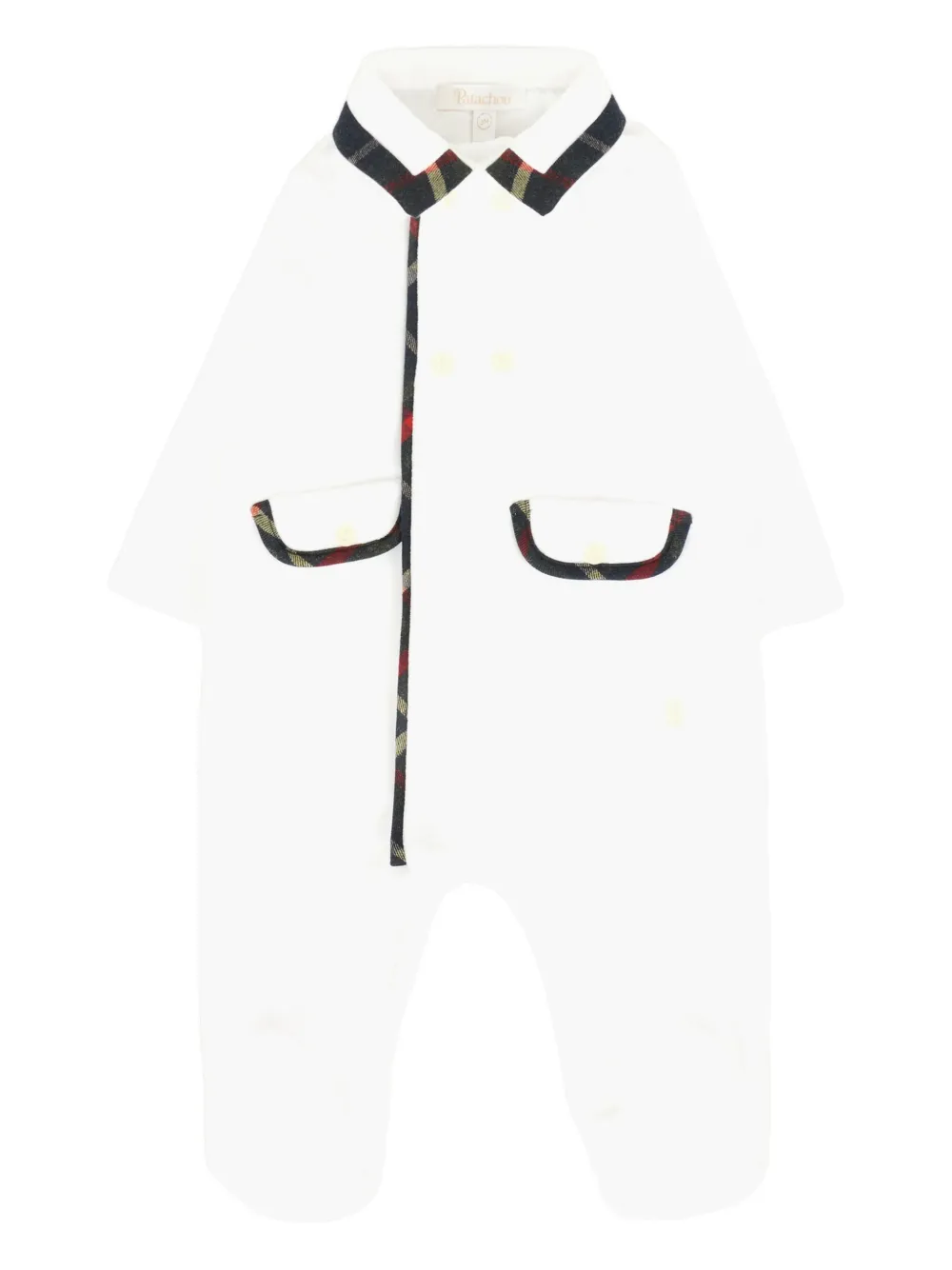 Patachou check collar babywear - Bianco