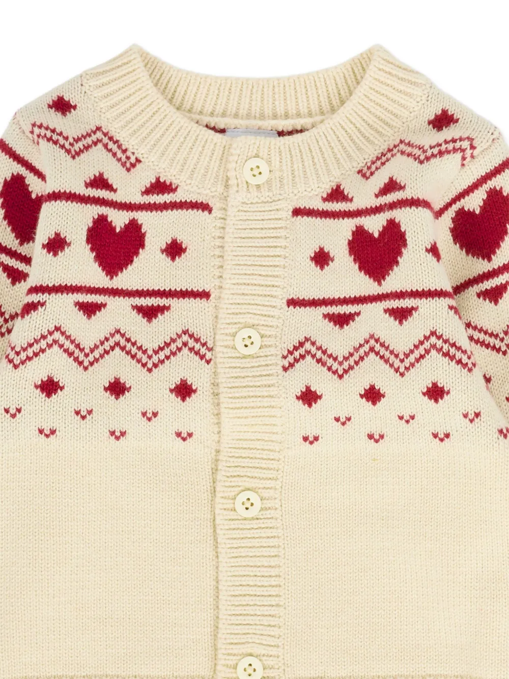 Petit Bateau Heart-pattern Cardigan In Neutral