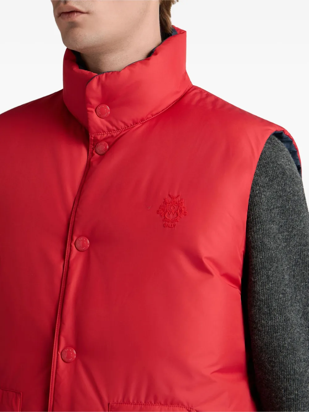 Bally Reversible Padded Vest In Blue