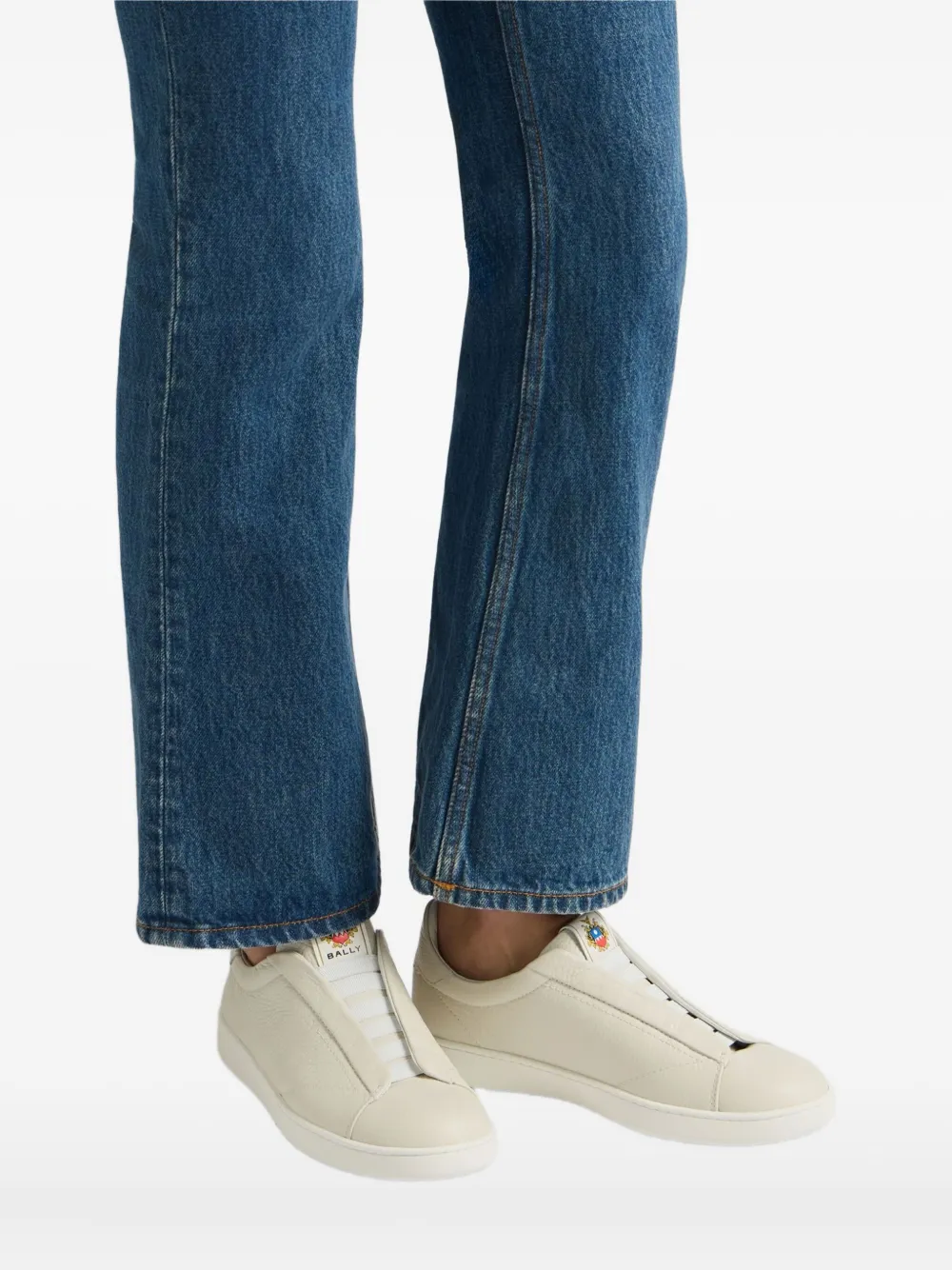 Bally Retro Crest sneakers van bewerkt leer Beige