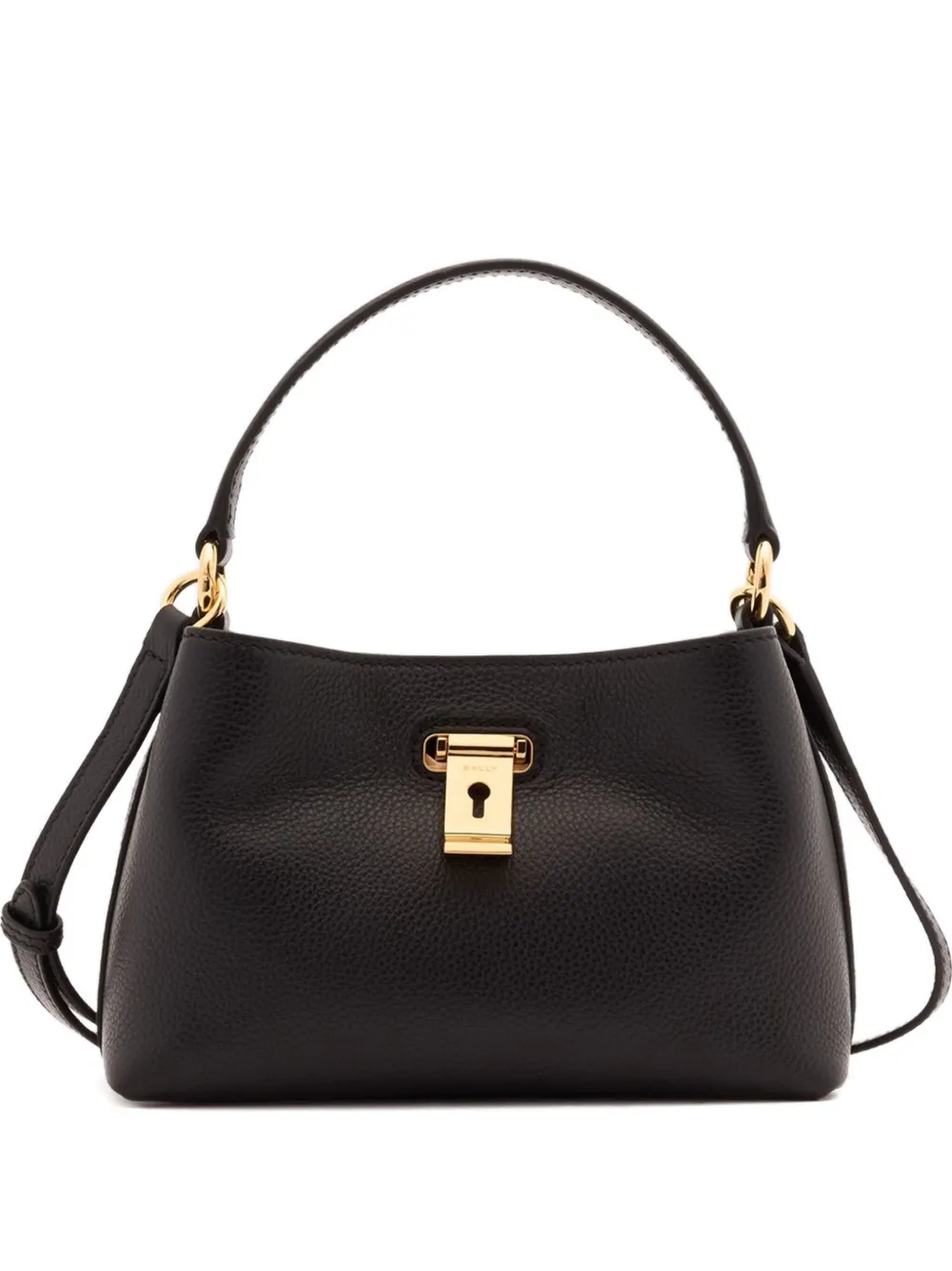 Bally mini Lock Me grained-leather tote bag - ブラック Bally mini Lock Me grained-leather tote bag - ブラック