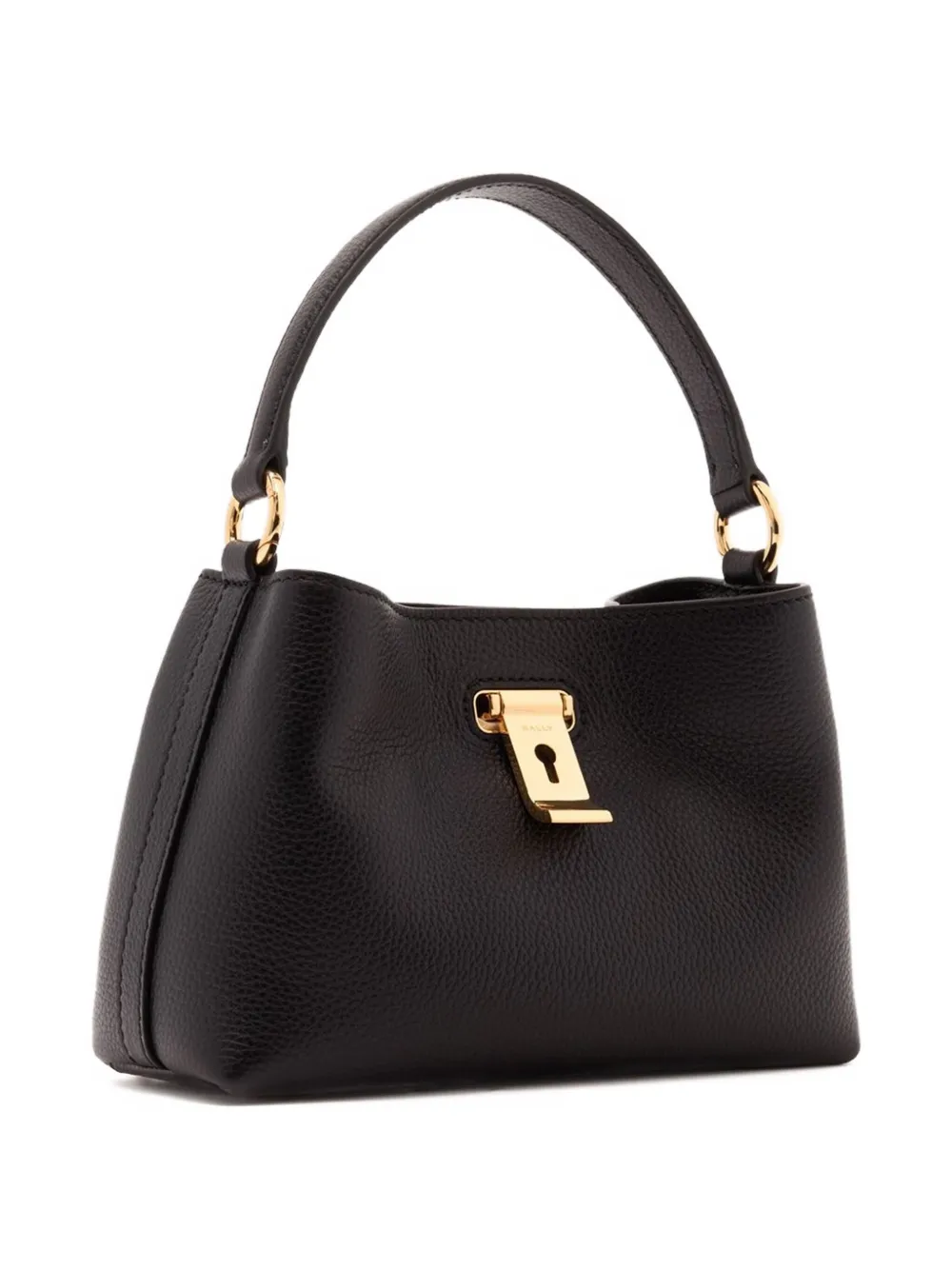 Bally Mini Lock Me Grained-leather Tote Bag In Brown