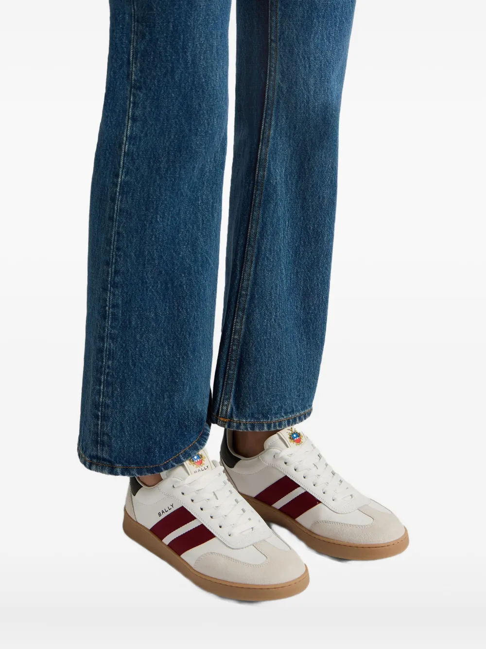 Bally Retro Crest gestreepte leren sneakers Wit