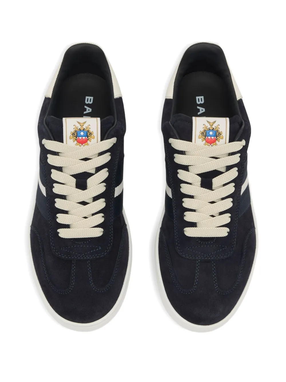 Bally Retro Crest suède sneakers met streep Blauw