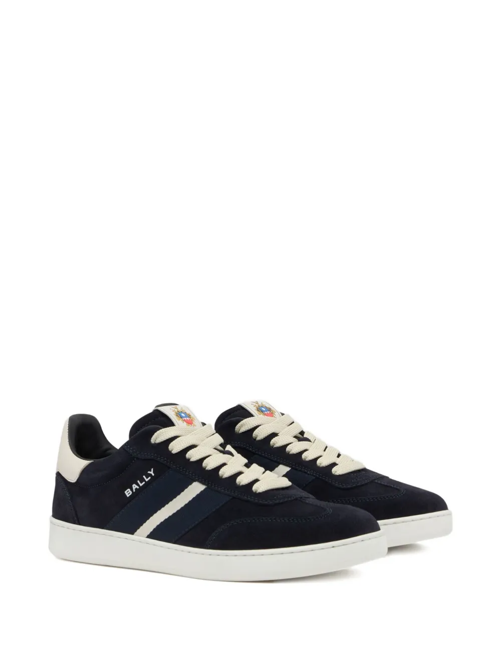 Bally Retro Crest suède sneakers met streep Blauw