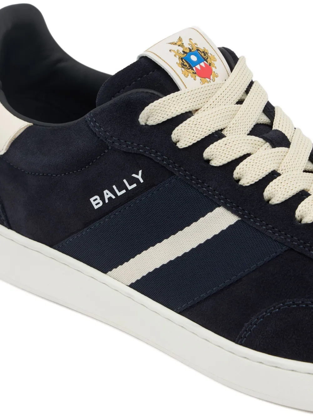 Bally Retro Crest suède sneakers met streep Blauw