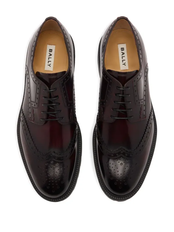 Bally Eduard Brogue Leather Derby Shoes | Red | FARFETCH ID display picture 2