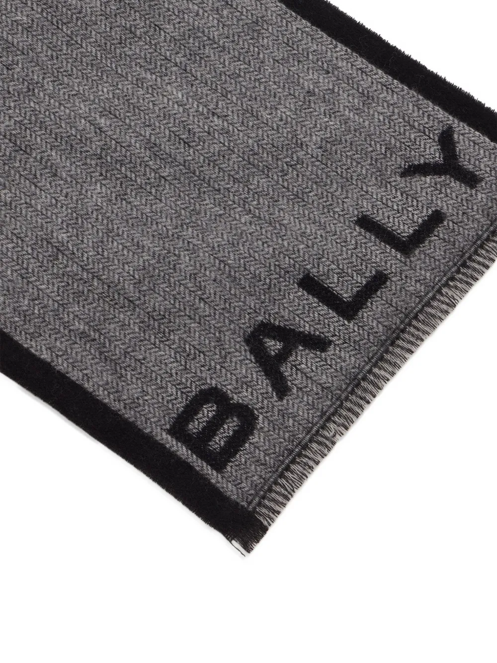 Bally Wollen sjaal met visgraatpatroon - Grijs