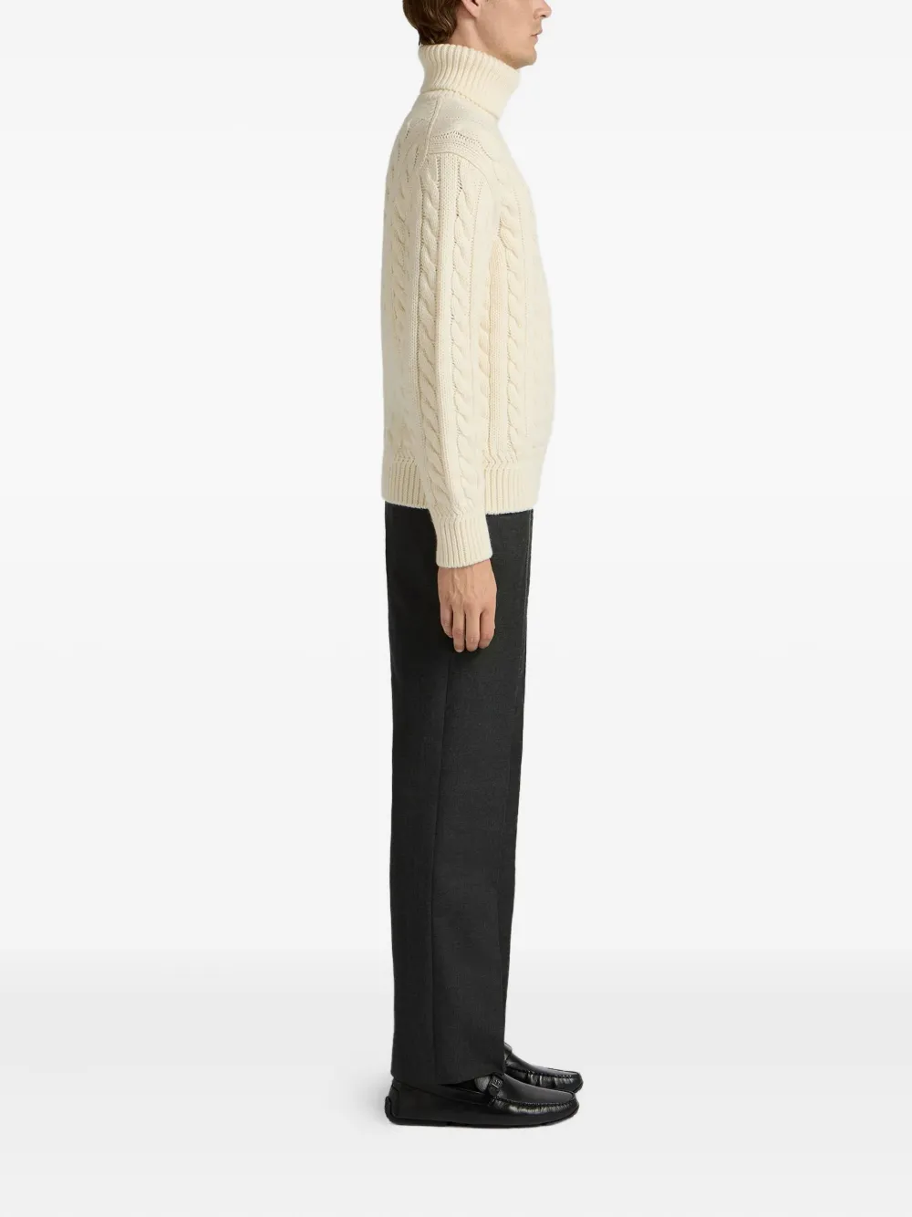Bally Cable-knit Turtleneck Sweater In Brown