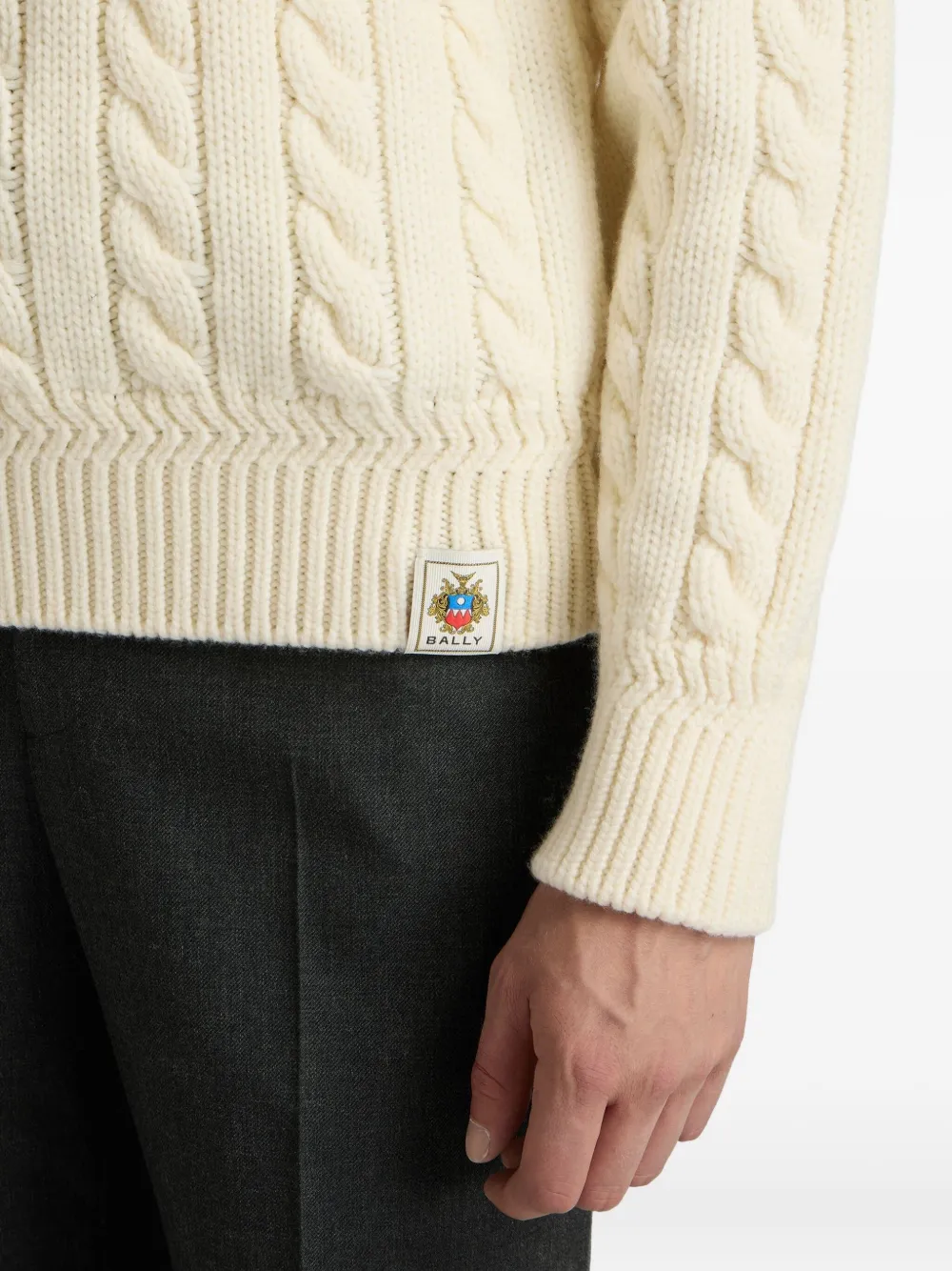 Bally Cable-knit Turtleneck Sweater In Brown