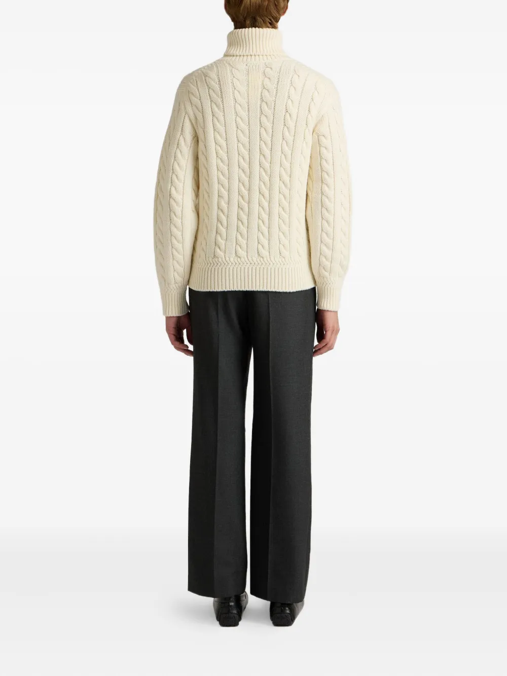 Bally Cable-knit Turtleneck Sweater In Brown