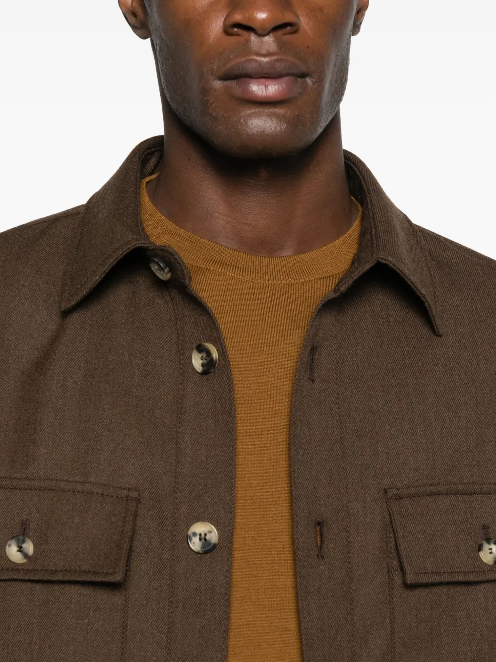 Jacob Cohen Buttoned Flap-pocket Shirt Jacket In Brown