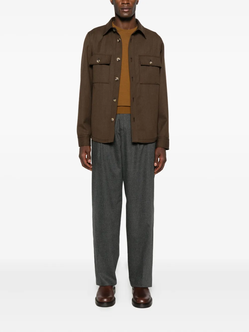 Jacob Cohen Buttoned Flap-pocket Shirt Jacket In Brown