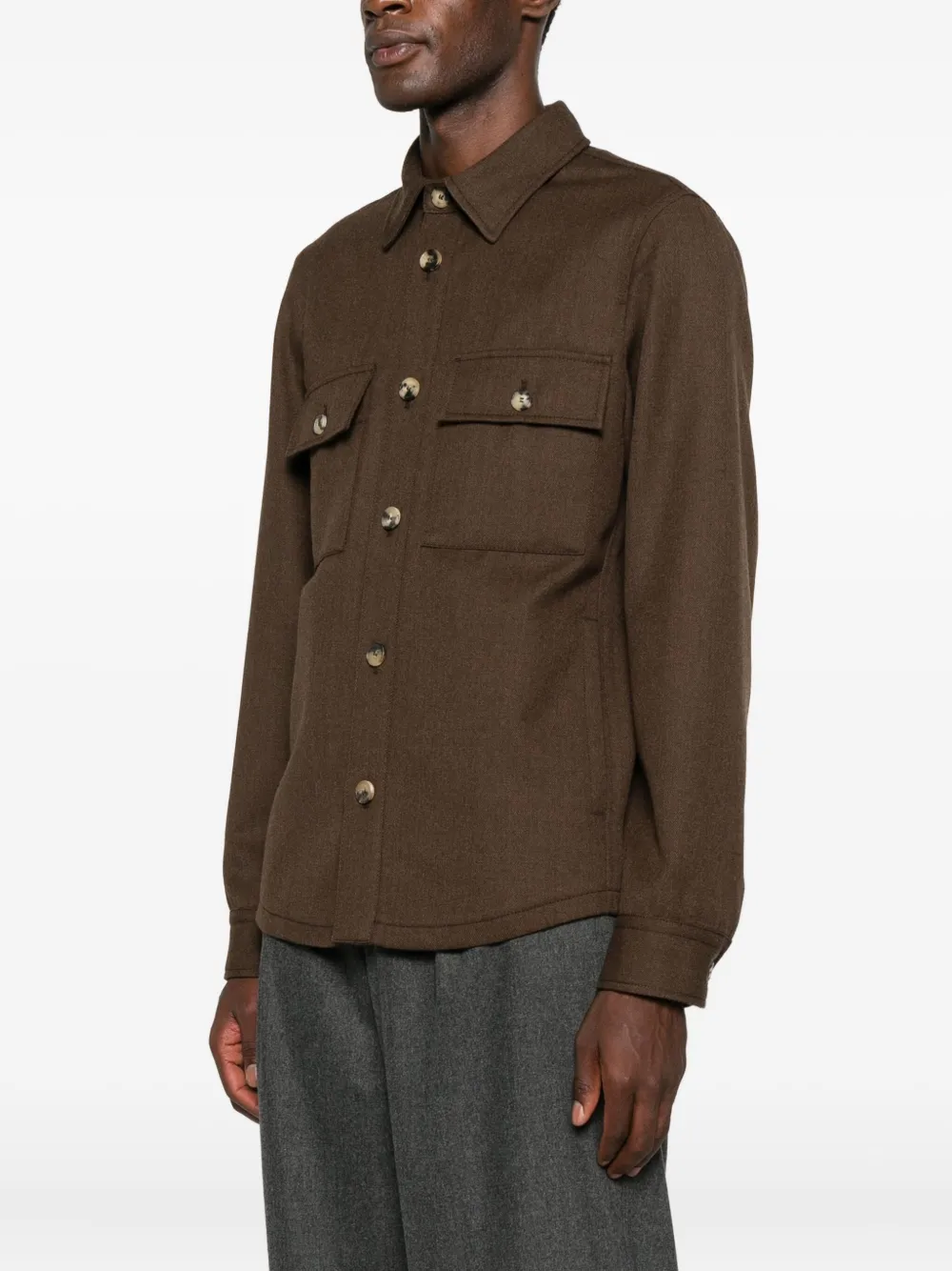 Jacob Cohen Buttoned Flap-pocket Shirt Jacket In Brown