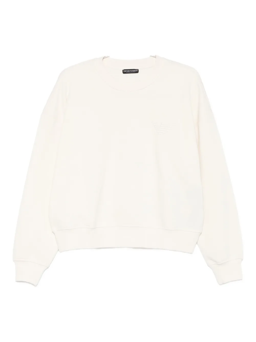 Emporio Armani Crew Neck Long Sleeve Knit Sweatshirt In White
