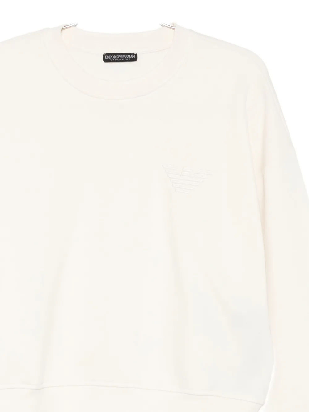 Emporio Armani Crew Neck Long Sleeve Knit Sweatshirt In White