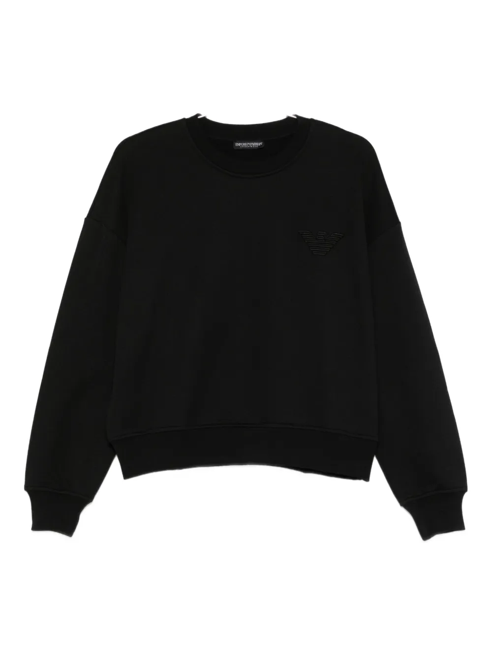 Emporio Armani Crew Neck Long Sleeve Knit Sweatshirt In Black