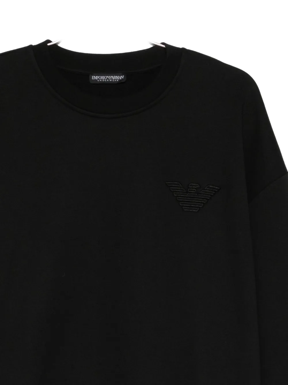 Emporio Armani Crew Neck Long Sleeve Knit Sweatshirt In Black