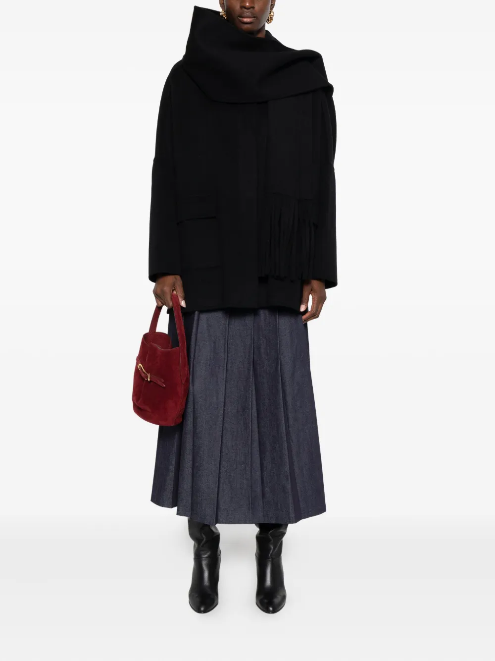 Ermanno Firenze Attached-scarf Jacket In Black