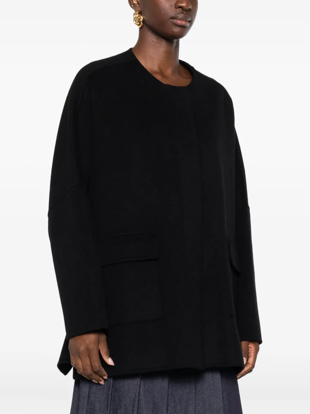 Ermanno Firenze Attached-scarf Jacket In Black