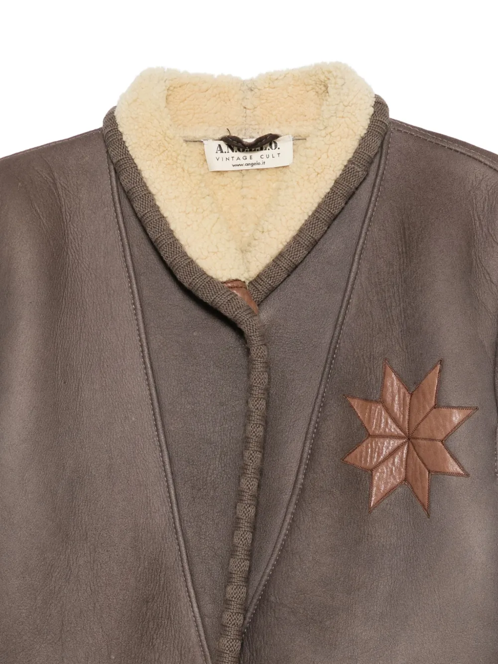 Pre-owned A.n.g.e.l.o. Vintage Cult 1980s Star Appliqué Jacket In Brown