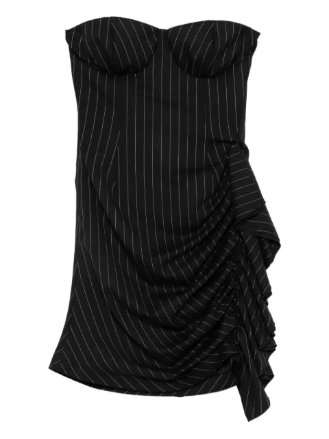 Les Filles d'Eva pinstriped ruffled asymmetric cocktail dress