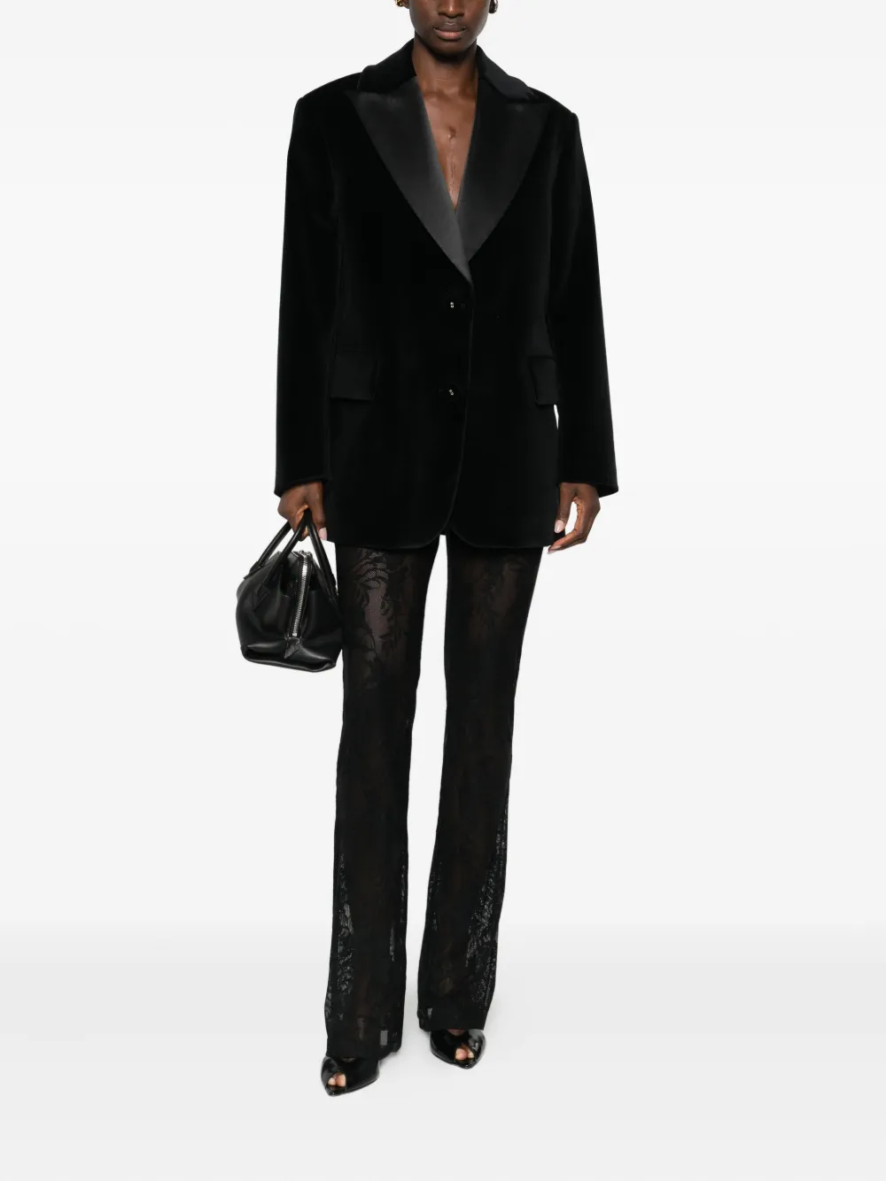 Les Filles D'eva Shawl-lapels Pocketed Blazer In Black