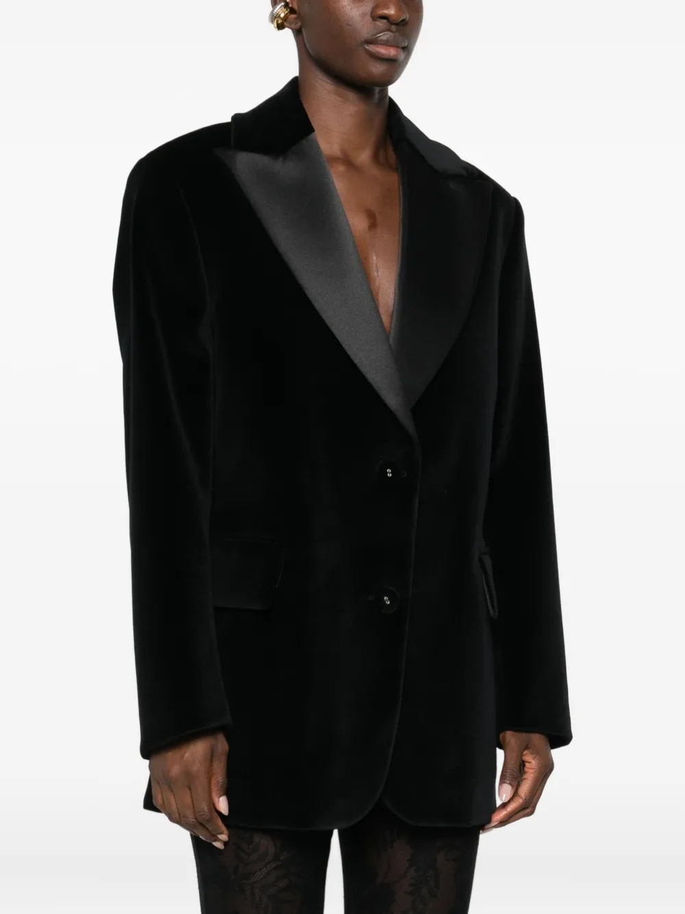 Les Filles D'eva Shawl-lapels Pocketed Blazer In Black